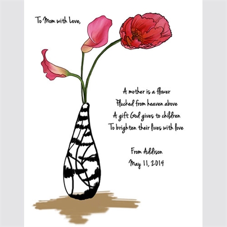 Flowers for Mother - Watercolor Print with Custom Text for Her - myDaVinci